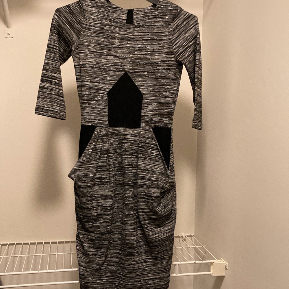 Colorblock, B&W - Fall  - Dress - Long Sleeve